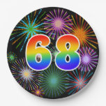 [ Thumbnail: 68th Event - Fun, Colorful, Bold, Rainbow 68 Paper Plates ]