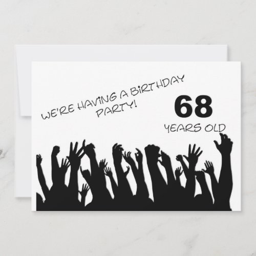68th party invitation with cheering crowds