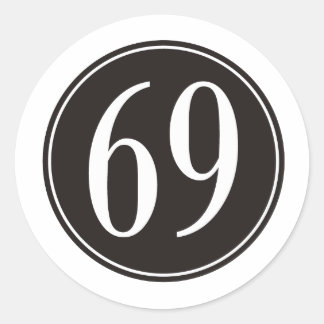 #69 Black Circle Classic Round Sticker