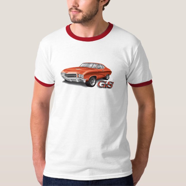 69 Buick GS in Red on Ringer Tee (Front)