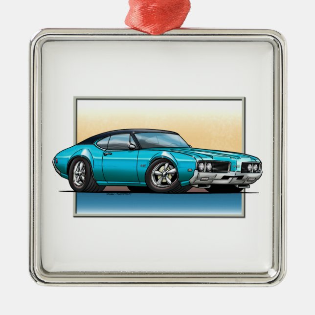 69 Cutlass Teal Blue Metal Ornament (Front)