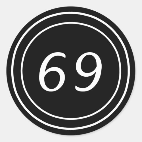 69 Double Circle Black Sticker