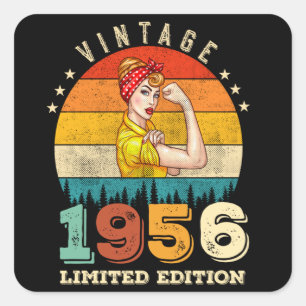 69 Year Old Bday 1956 Vintage 69th Birthday Women Square Sticker