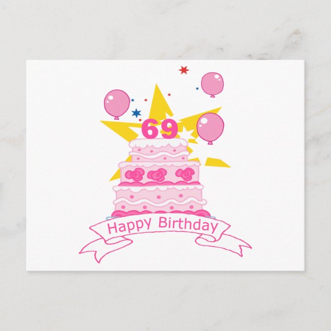 69 Year Old Birthday Cake Postcard (Front)