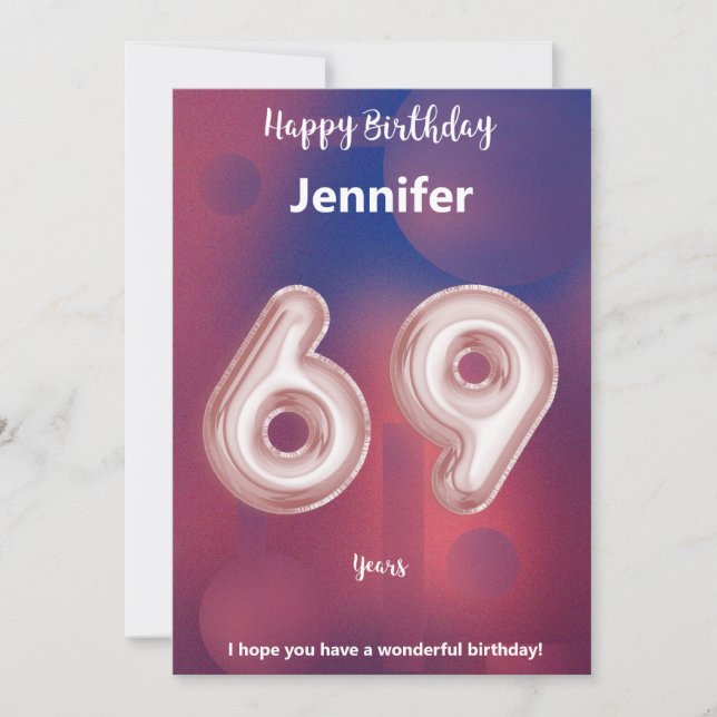 69 year old Happy Birthday card (Front)
