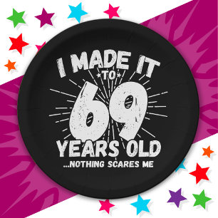 69 Year Old Sarcastic Meme Funny 69th Birthday Paper Plates