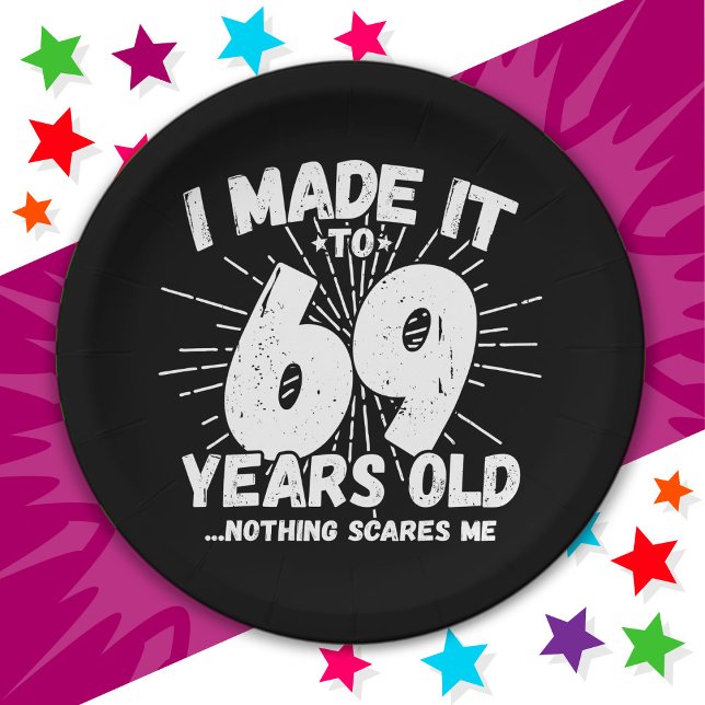 69 Year Old Sarcastic Meme Funny 69th Birthday Paper Plates (Creator Uploaded)