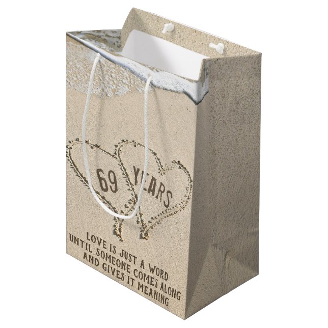 69th Anniversary Beach Hearts Medium Gift Bag (Front Angled)