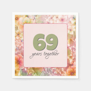 69th Anniversary Cosmos Floral Garden Napkins