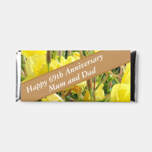 69th Anniversary Editable Evening Primrose Hershey Bar Favors