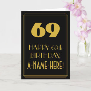 69th Birthday ~ Art Deco Inspired Look "69" & Name Card