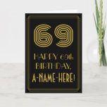 [ Thumbnail: 69th Birthday: Art Deco Inspired Look "69" & Name Card ]