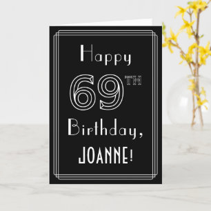 69th Birthday: Art Deco Style # 69 & Custom Name Card