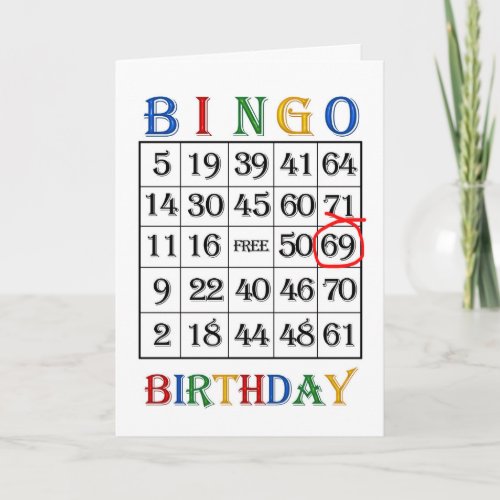 69th Birthday Bingo card