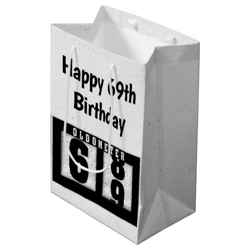 69th Birthday Black Odometer   Medium Gift Bag