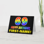 [ Thumbnail: 69th Birthday: Bold, Fun, Simple, Rainbow 69 Card ]