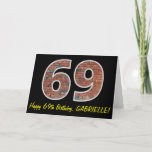 [ Thumbnail: 69th Birthday - Brick Wall Pattern "69" W/ Name Card ]