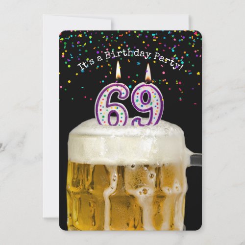 69th Birthday Candle Party Invitation