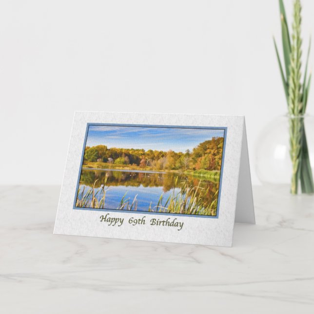 69th Birthday Card with Lake Reflections (Front)