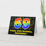 [ Thumbnail: 69th Birthday: Colorful Music Symbols & Rainbow 69 Card ]