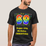 [ Thumbnail: 69th Birthday: Colorful Music Symbols, Rainbow 69 T-Shirt ]