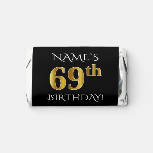 69th Birthday  Elegant Faux Gold Look 69  Name Hersheys Miniatures