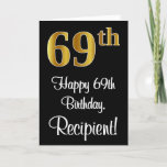 [ Thumbnail: 69th Birthday ~ Elegant Luxurious Faux Gold Look # Card ]