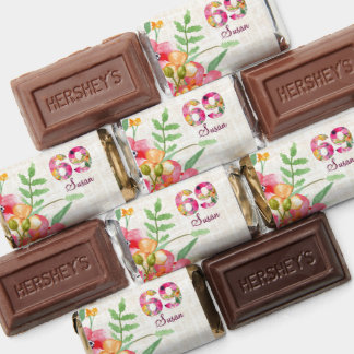 69th Birthday Floral 69 Garden Party Chocolates Hershey's Miniatures