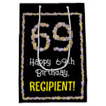 [ Thumbnail: 69th Birthday: Floral Flowers Number, Custom Name Gift Bag ]