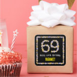 [ Thumbnail: 69th Birthday: Floral Flowers Number, Custom Name Sticker ]