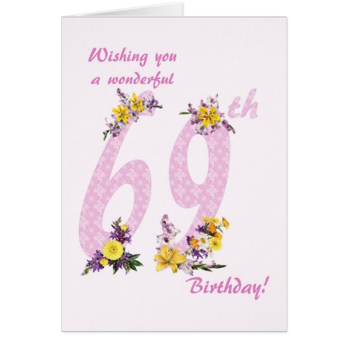 69th Birthday Flower Decorated Numbers