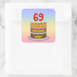 [ Thumbnail: 69th Birthday: Fun Cake and Candles + Custom Name Sticker ]