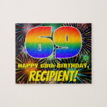 [ Thumbnail: 69th Birthday: Fun, Colorful Celebratory Fireworks Jigsaw Puzzle ]