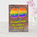 [ Thumbnail: 69th Birthday: Fun Graffiti-Inspired Rainbow 69 Card ]