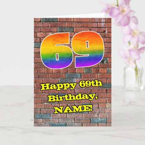 69th Birthday Fun Graffiti_Inspired Rainbow 69 Card