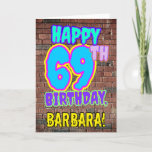 [ Thumbnail: 69th Birthday - Fun, Urban Graffiti Inspired Look Card ]