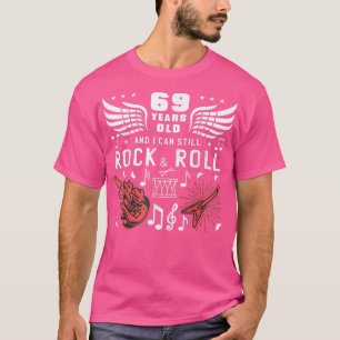 69th Birthday Gag Turning 69 Years Old Guitar Drum T-Shirt