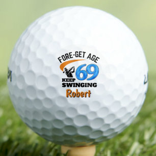 69th Birthday Gift Cool Blue Keepsake for Him Golf Balls