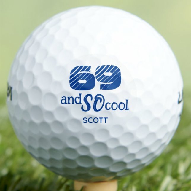 69th Birthday Gift for Him Cool Funny Blue Custom Golf Balls (Creator Uploaded)