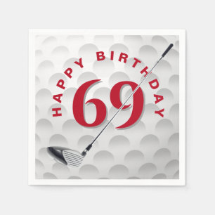 69th Birthday Golf Ball and Club Napkins
