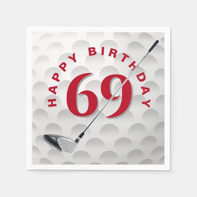 69th Birthday Golf Ball and Club Napkins (Front)