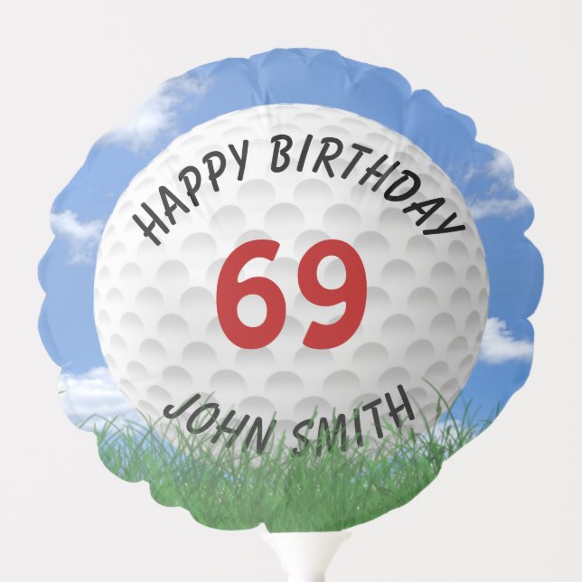 69th Birthday Golf Ball Balloon (Front)