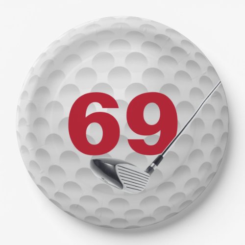 69th Birthday Golf Ball Design Paper Plate