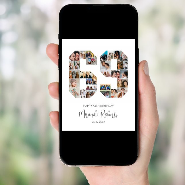 69th Birthday Number 69 Custom Photo Collage Poster (Front Digital)