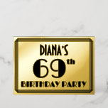 [ Thumbnail: 69th Birthday Party — Art Deco Look “69” + Name Invitation ]