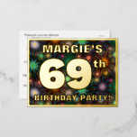 [ Thumbnail: 69th Birthday Party: Bold, Colorful Fireworks Look Postcard ]