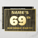 [ Thumbnail: 69th Birthday Party: Bold, Faux Wood Grain Pattern Invitation ]