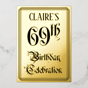 69th Birthday Party — Elegant Script + Custom Name Foil Invitation