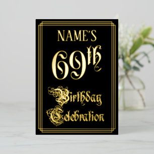 69th Birthday Party — Fancy Script & Custom Name Foil Invitation
