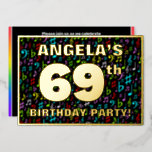[ Thumbnail: 69th Birthday Party — Fun, Colorful Music Symbols Invitation ]